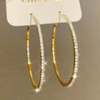 Women's Rhinestone Hoop Earrings – Large Stainless Steel Bling Hoops
