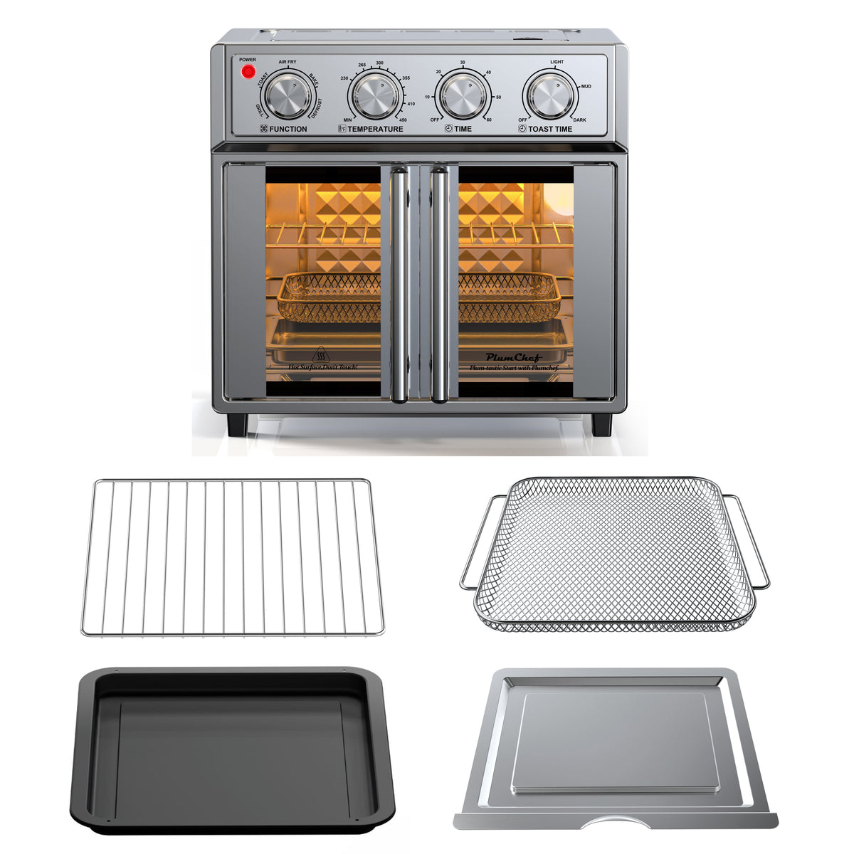 PlumChef 26QT Extra-Large French Double-Door Air Fryer Convection Toaster Oven