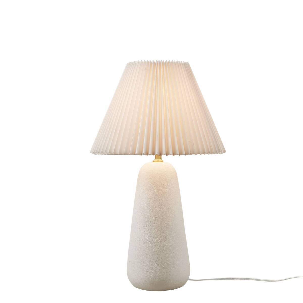 Textured Ceramic Table Lamp with Fluted Fabric Shade - White HouseOfZazla