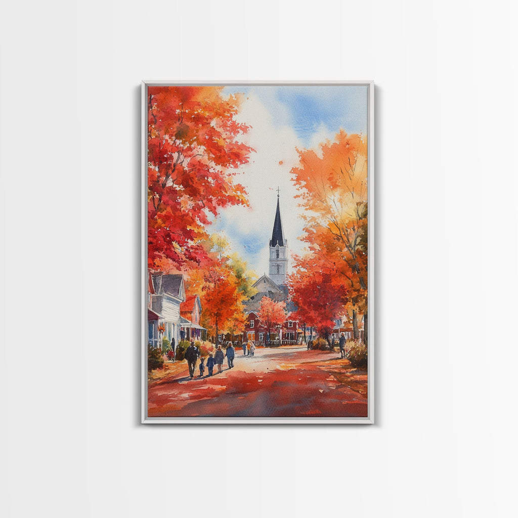 Rustic Red Barn And Tractor In Fall Landscape Framed Canvas Print Autumn Farmhouse Wall Art Seasonal Country Decor Holiday Wall Art NuevArt