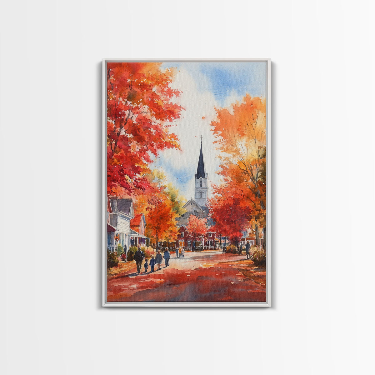 Rustic Red Barn And Tractor In Fall Landscape Framed Canvas Print Autumn Farmhouse Wall Art Seasonal Country Decor Holiday Wall Art NuevArt