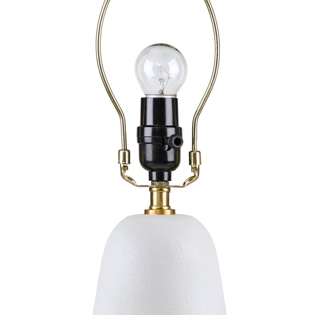 Textured Ceramic Table Lamp with Fluted Fabric Shade - White HouseOfZazla