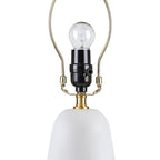 Textured Ceramic Table Lamp with Fluted Fabric Shade - White HouseOfZazla