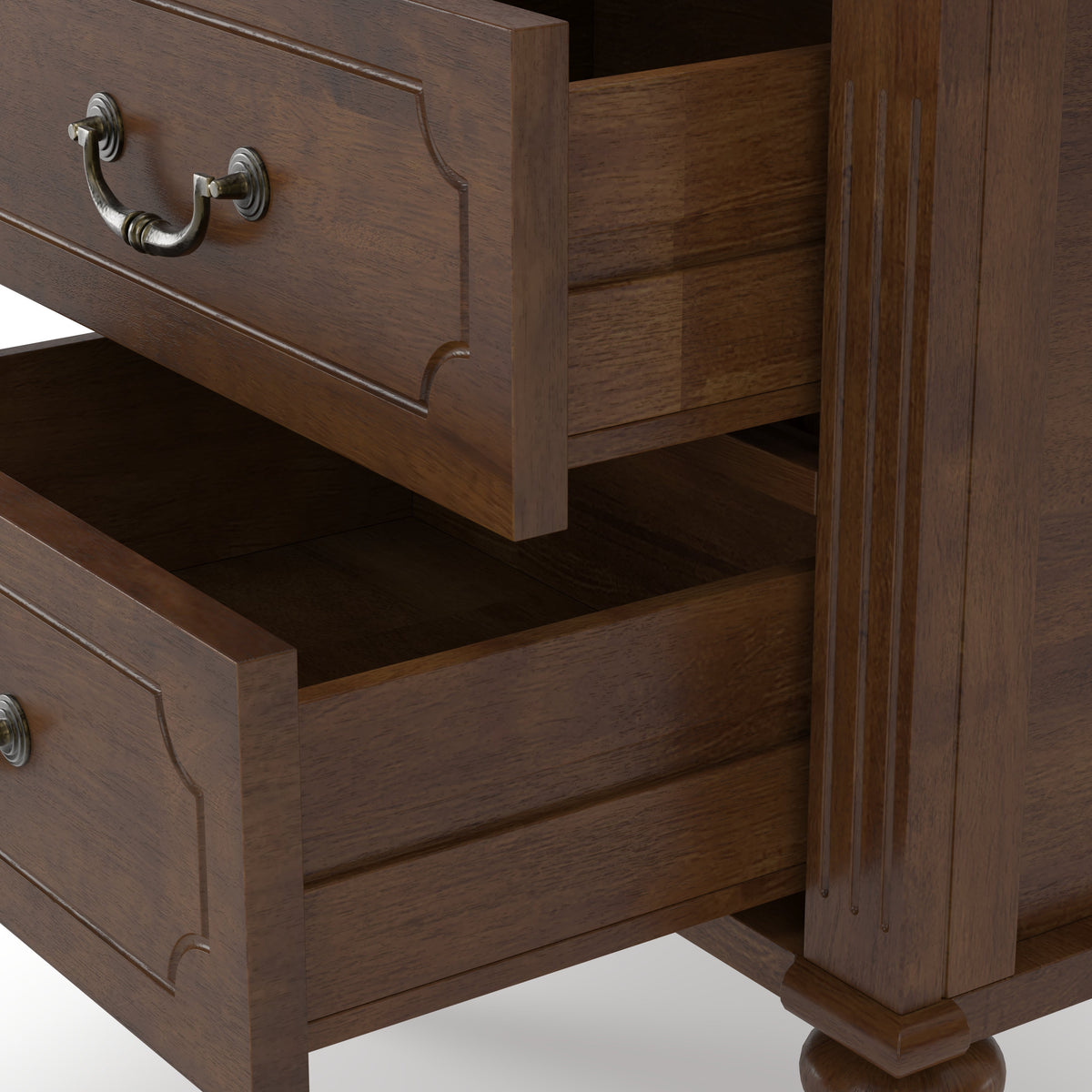 Farmhouse Nightstand with 2 Drawer, Solid Wood Bedside Table - Walnut HouseOfZazla