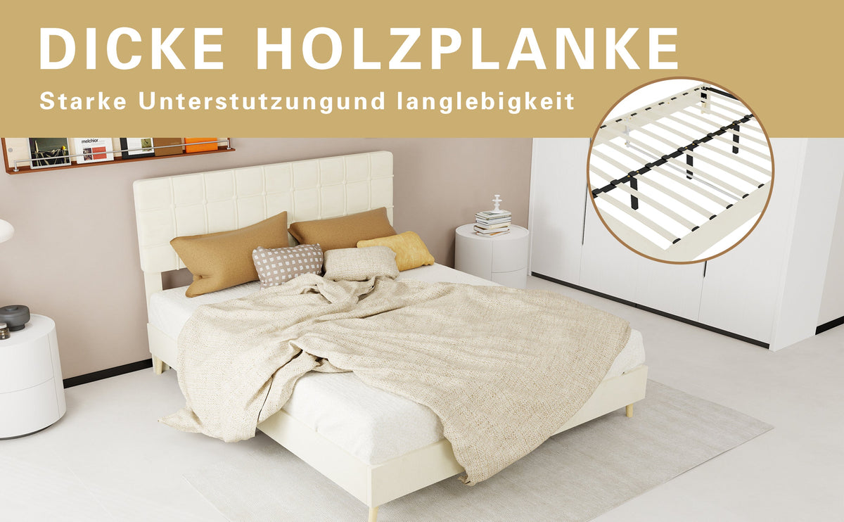 Modern Upholstered Queen Bed Frame with Tufted Headboard – Holland Velvet HouseOfZazla