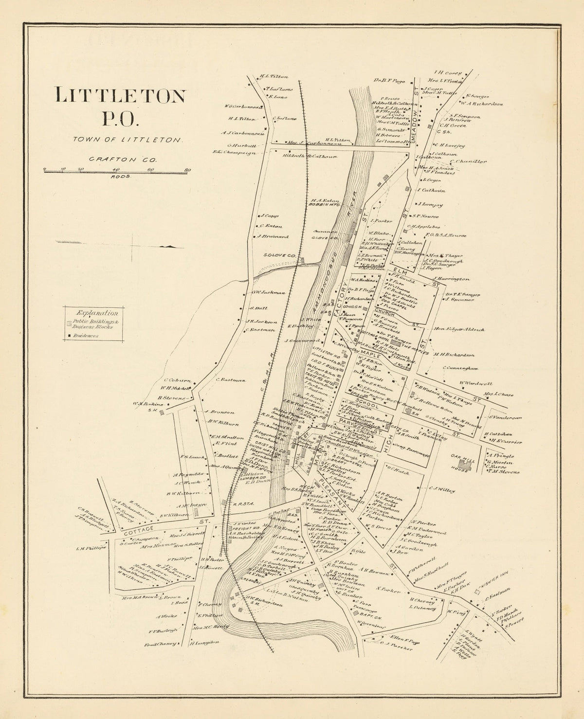 Vintage Map of Littleton, New Hampshire 1892