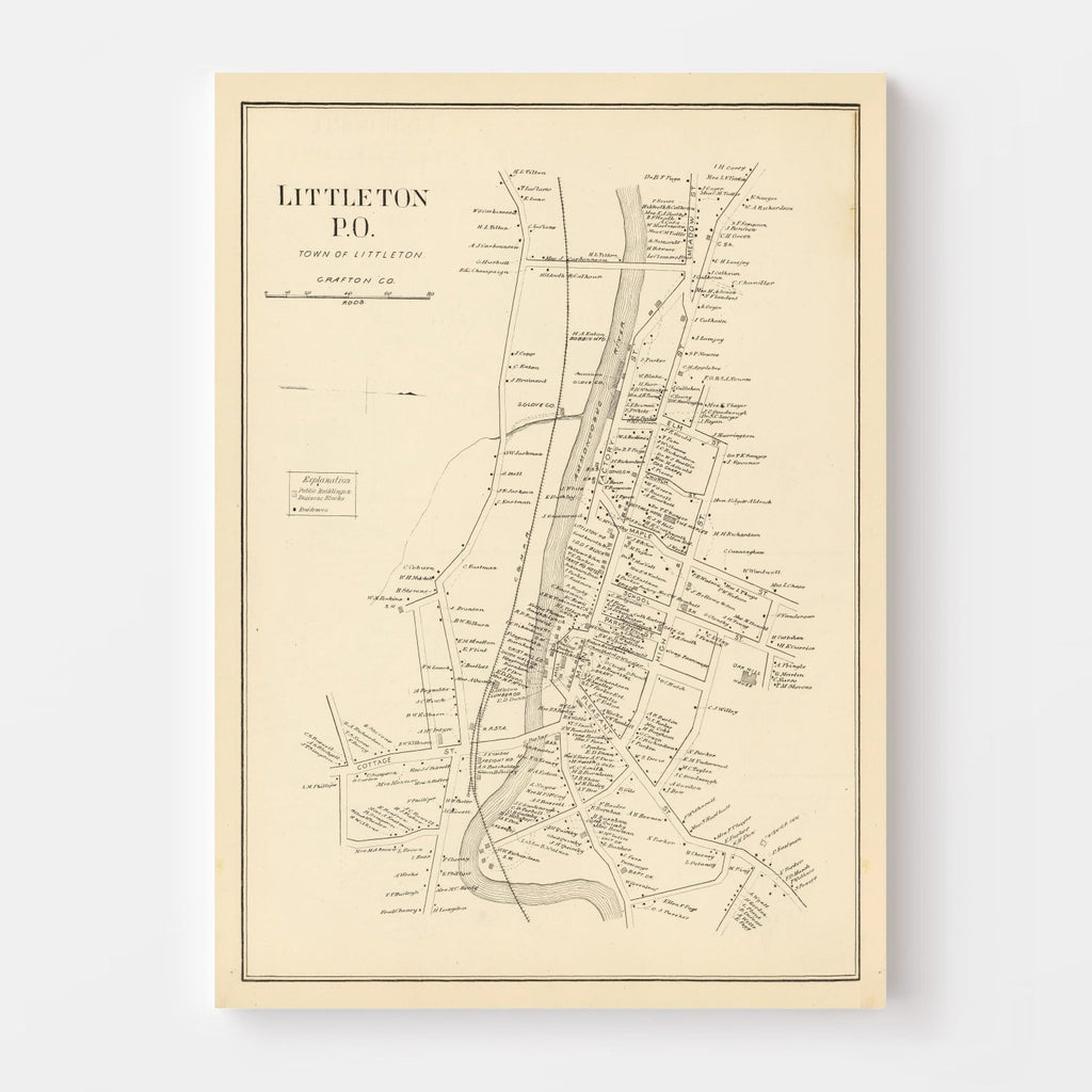 Vintage Map of Littleton, New Hampshire 1892