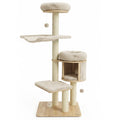55" Solid Rubber Wood Cat Tree with Condo & Hammock
