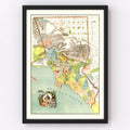 Vintage Map of Los Angeles County, California 1888