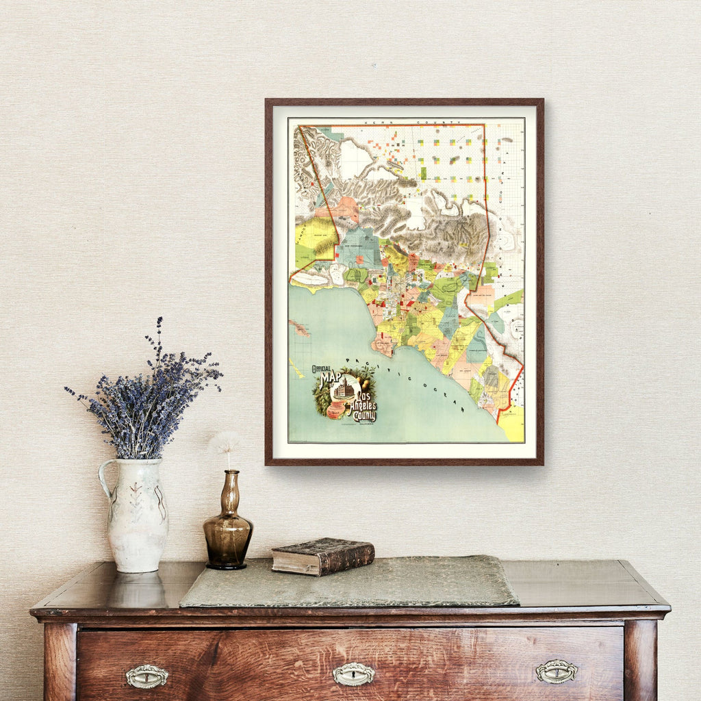 Vintage Map of Los Angeles County, California 1888