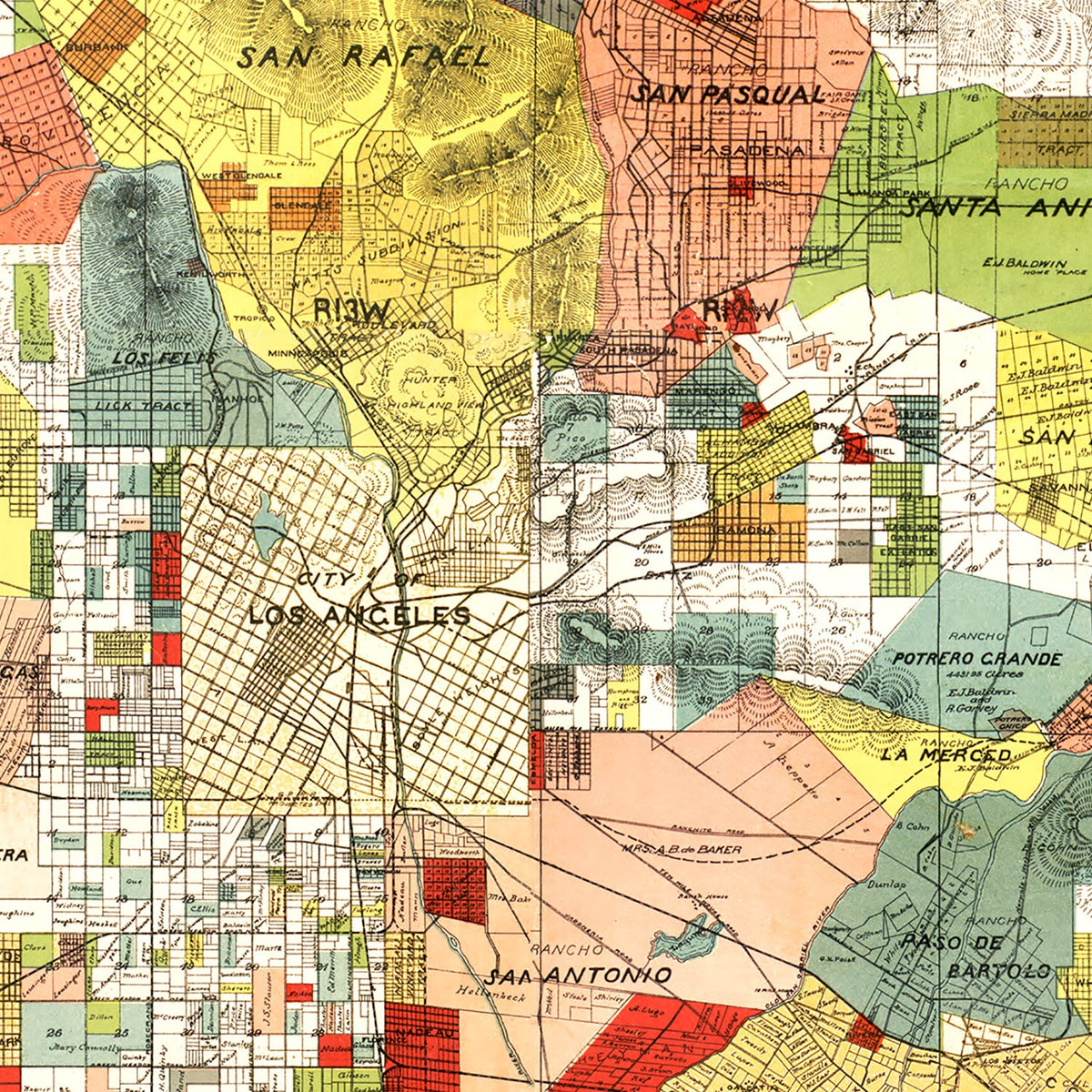 Vintage Map of Los Angeles County, California 1888