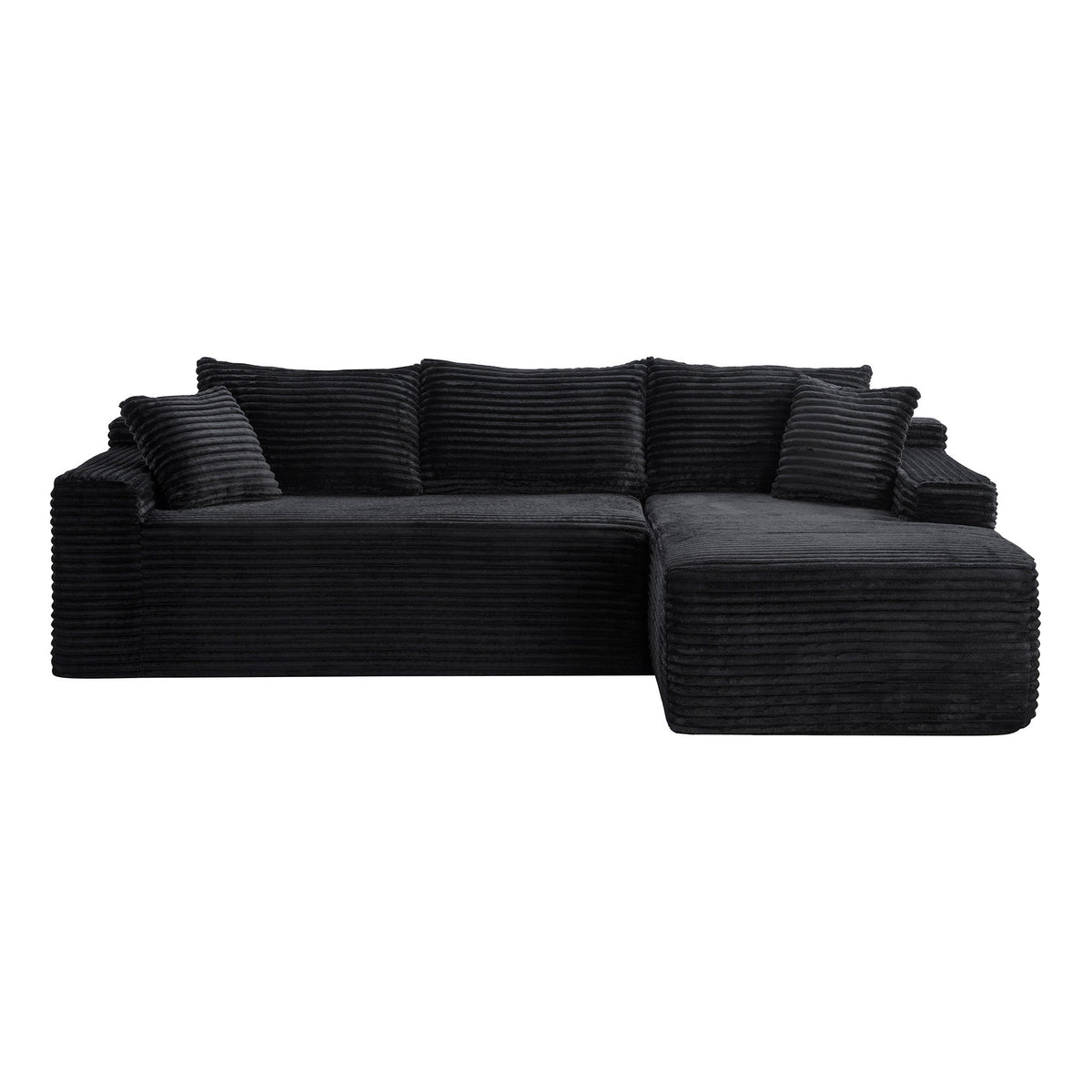 Corduroy Sectional Sofa with L-Shape Chaise - 106.3" Cloud Modular in Charcoal HouseOfZazla