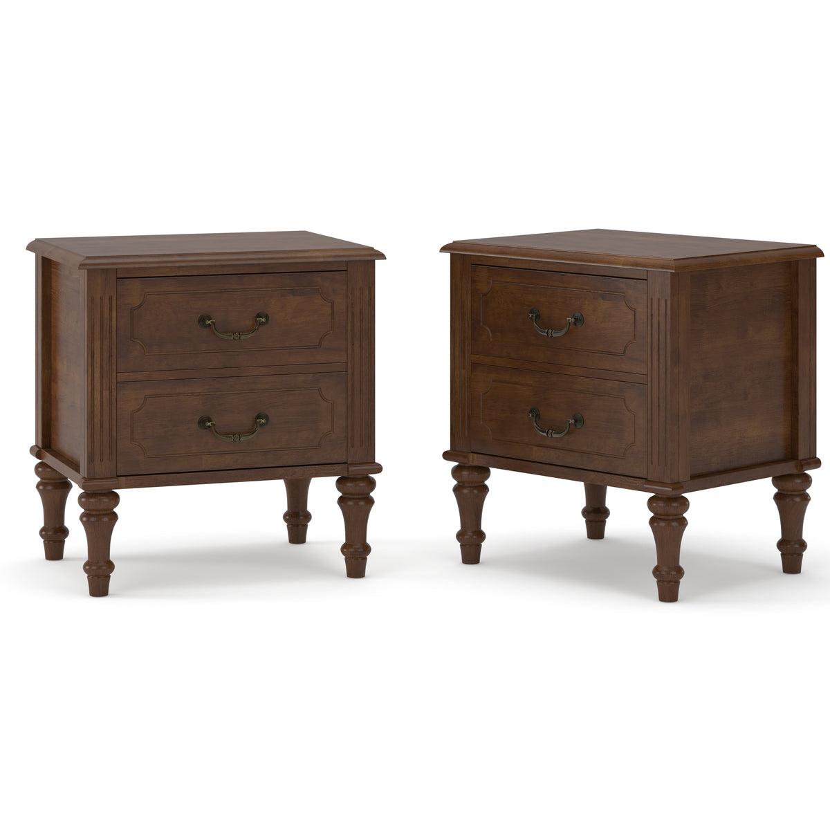 Farmhouse Nightstand with 2 Drawer, Solid Wood Bedside Table - Walnut HouseOfZazla