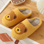 Women Smiley Slippers Fluffy Home Warm Fur Slippers Smiley Face Household Couple Slippers Indoor Warm Home Non-Slip Couple Style Casual Shoes Indoor Outdoor Anti-Skid Plush Fleece Lined House Shoes
