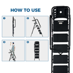 Folding Step Ladder with Wide Anti-Slip Pedal