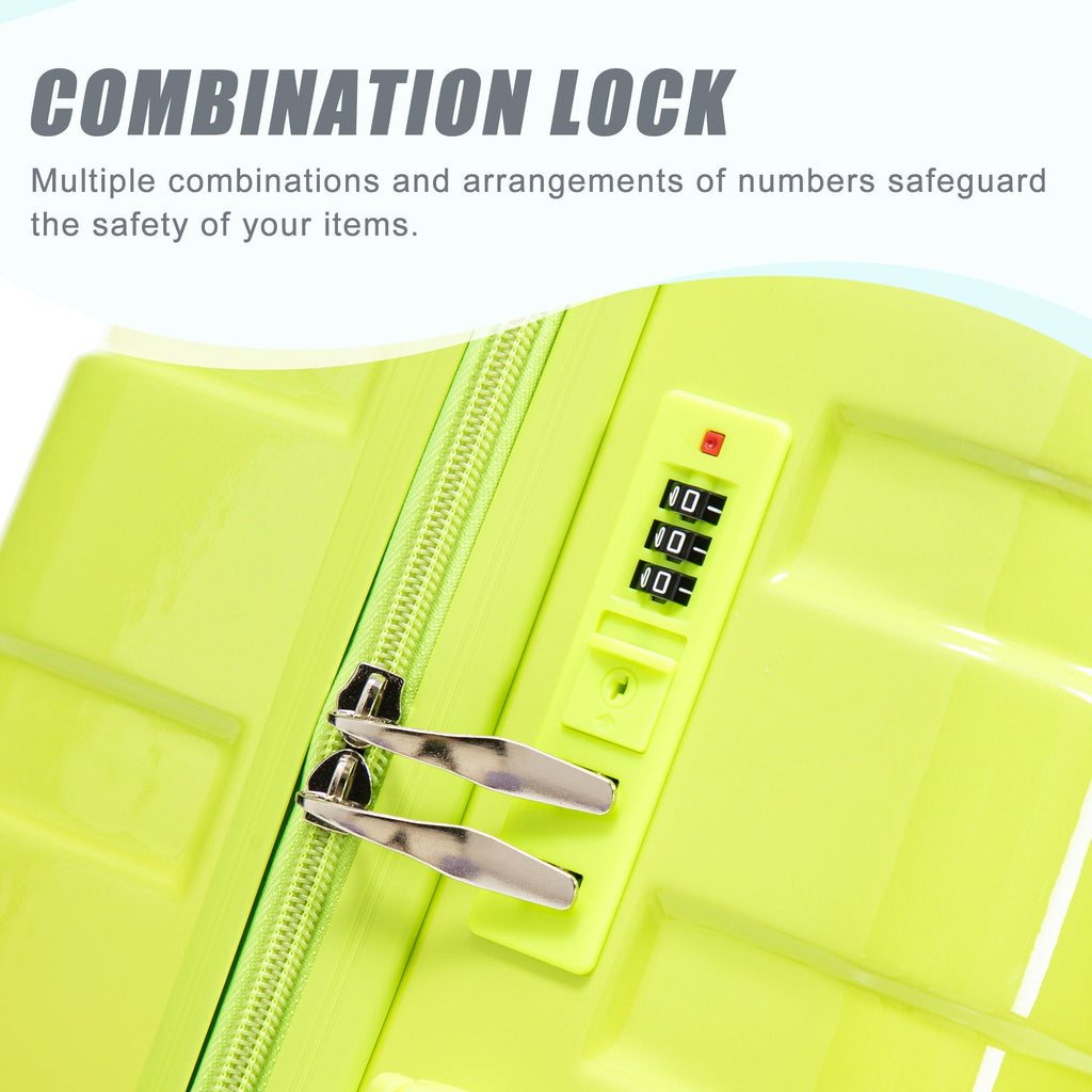 20'/24'/28' 3-Piece PC Spinner Wheel Luggage Set (Yellow+Green)
