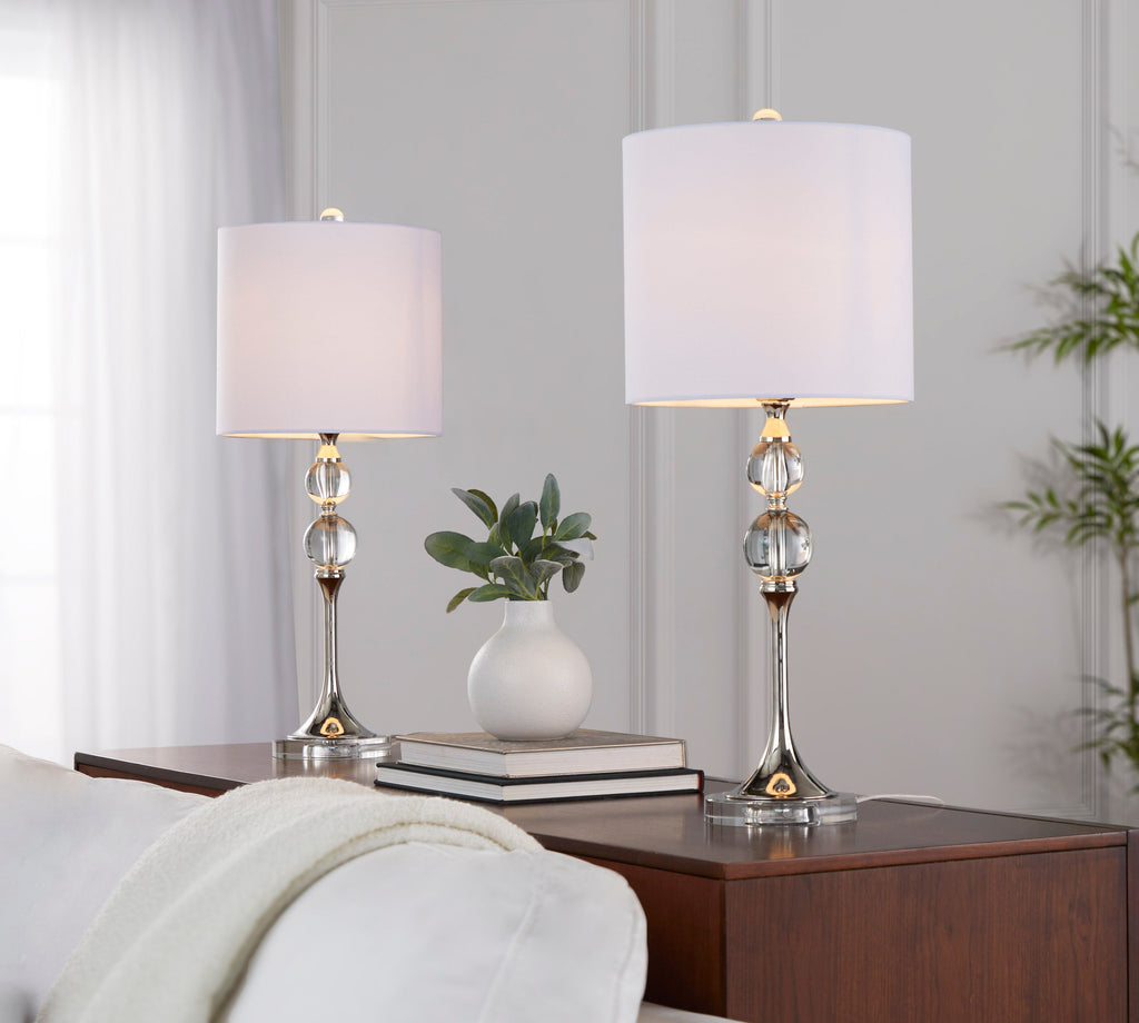 26" Contemporary Crystal Table Lamp with Polished Nickel Finish - Crystal HouseOfZazla