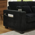 L-Shaped Corduroy Modular Sectional Sofa with Detachable Footrest