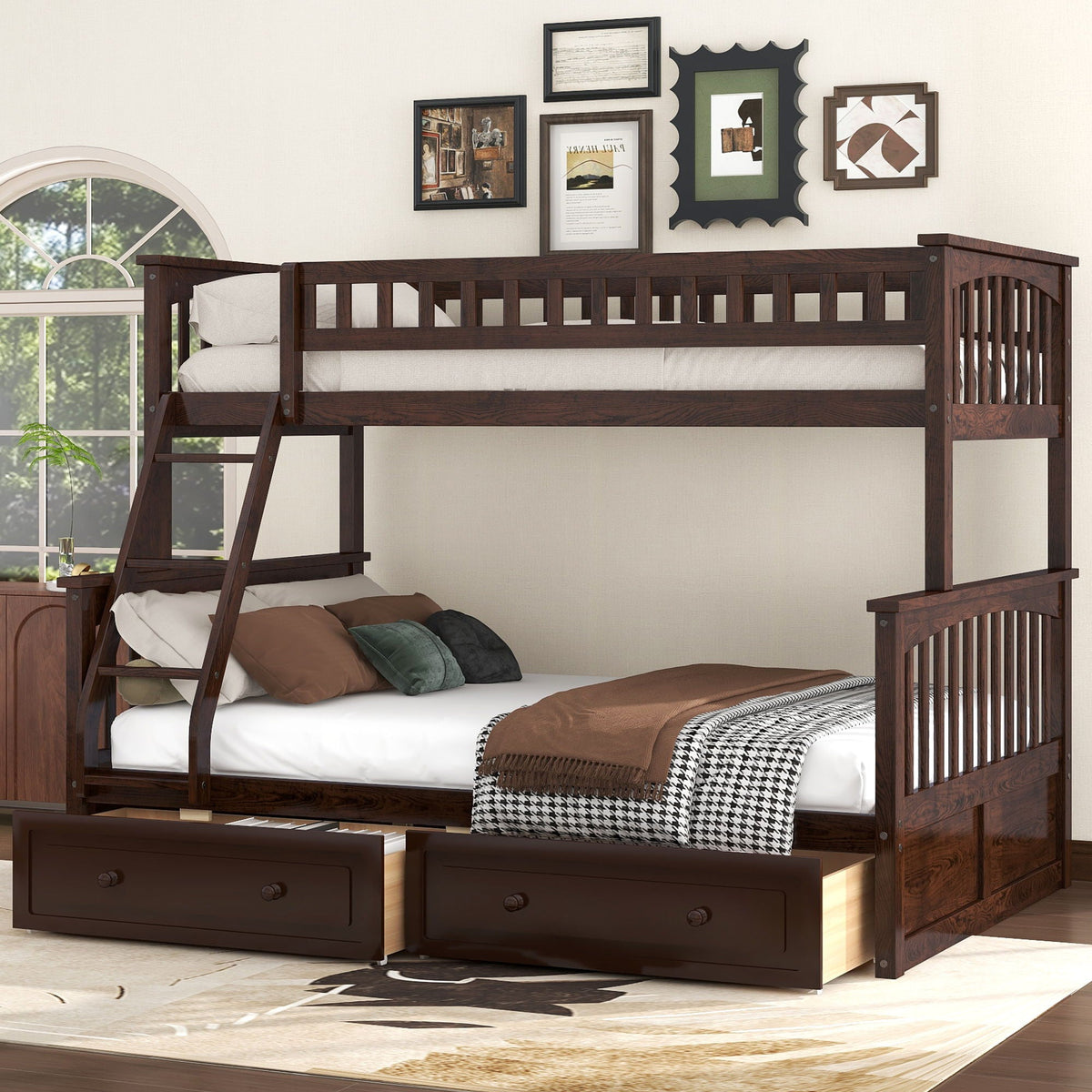 Convertible Storage Bunk Bed with Drawers - Twin Over Full HouseOfZazla