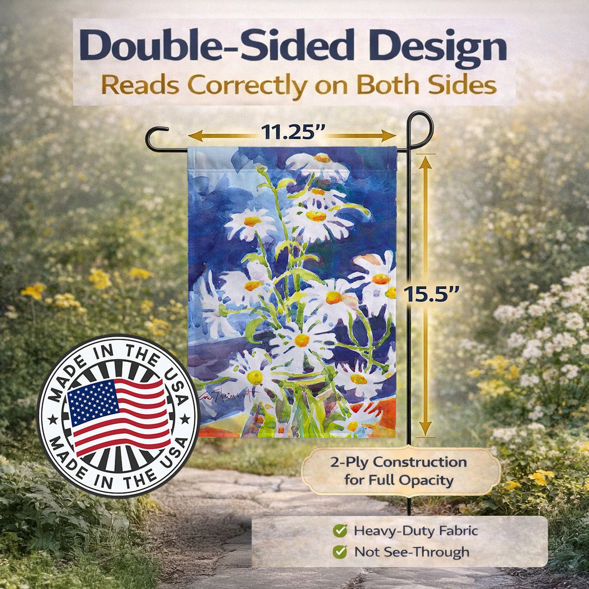 Flowers - Daisy Garden Flag Mailbox Decorative Yard Banner Outside Patio Artwork for Flower Beds, Garden Size, Multicolor