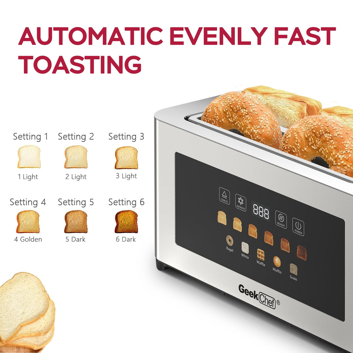 4-Slice Toaster with Extra-Wide Entrance - Stainless Steel HouseOfZazla
