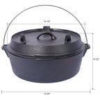 Pre-Seasoned Cast Dutch Oven with Skillet Lid and Pot Rack