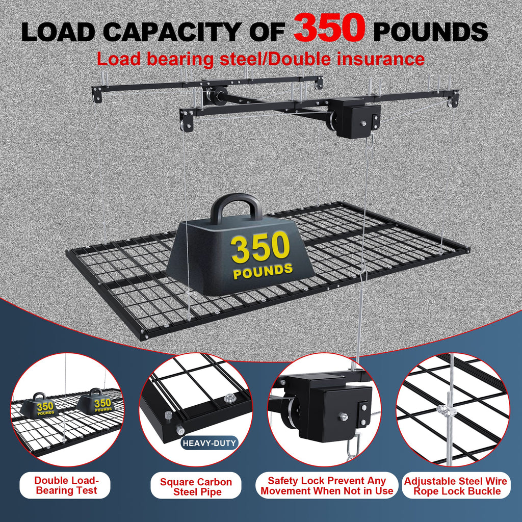 Overhead Garage Storage Rack 4x8 FT for High Ceilings