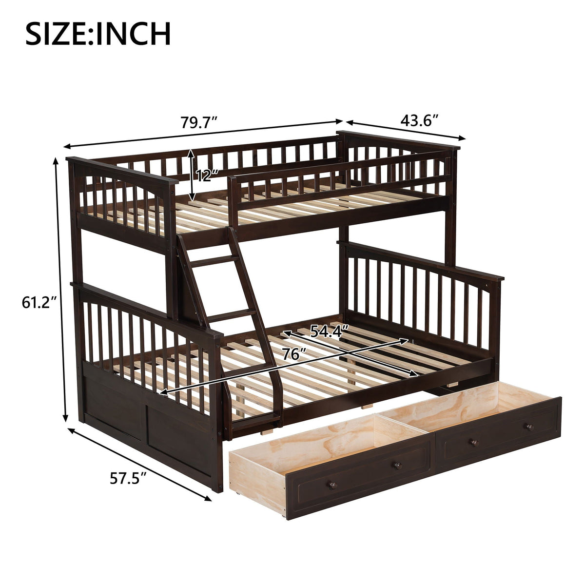 Convertible Storage Bunk Bed with Drawers - Twin Over Full HouseOfZazla