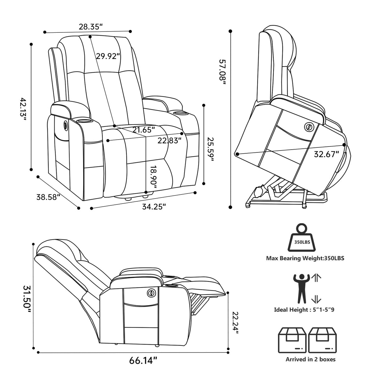 Power Lift Recliner Chair with Massage and Heat - ComfortMAX HouseOfZazla