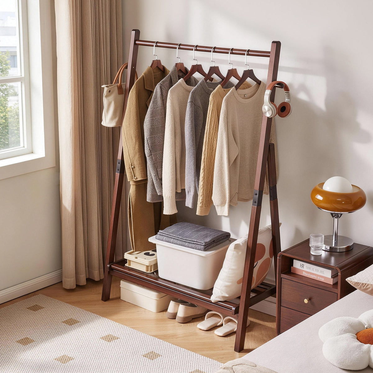 Heavy-Duty Solid Wood Freestanding Clothes Rack HouseOfZazla