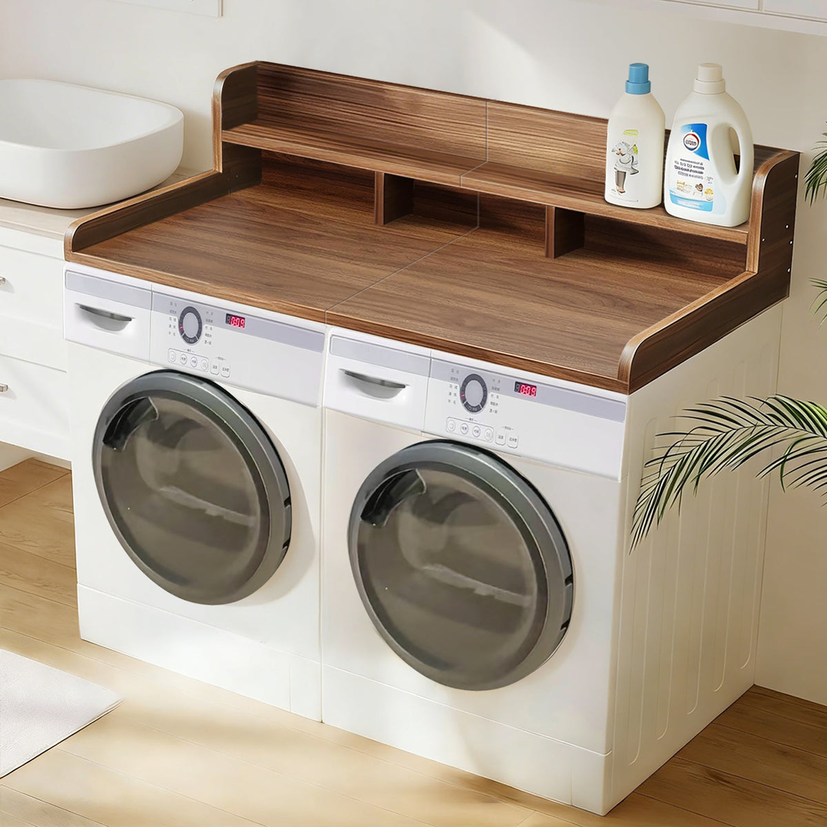 Walnut Washer Dryer Countertop with Non-slip Pads HouseOfZazla