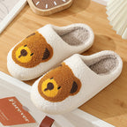 Women Smiley Slippers Fluffy Home Warm Fur Slippers Smiley Face Household Couple Slippers Indoor Warm Home Non-Slip Couple Style Casual Shoes Indoor Outdoor Anti-Skid Plush Fleece Lined House Shoes