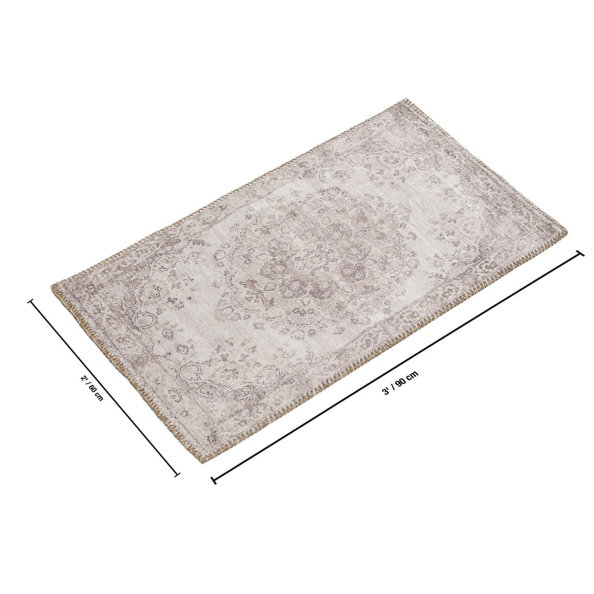 Oxford Collection Medallion Area Rug with Durable Polyester – Ivory/Blue HouseOfZazla