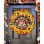 Turkey Holiday Door Wreath - Thanksgiving Halloween Decor by Jamie Mills-Price - 8185305-3H-MP G.DeBrekht