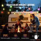 RGB Outdoor String Lights - 50FT Waterproof Patio Lights
