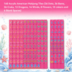 160PCS Floating American Mahjong Set Ocean Theme, Acrylic Mahjong Tiles With Storage Box, Dice And Rule Cards For Pool Party Travel Game Night