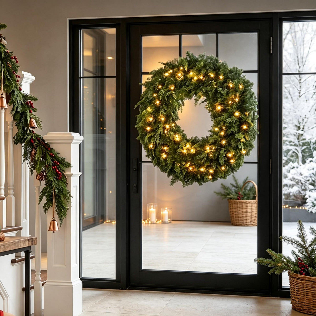 36-Inch Pre-Lit Crestwood Spruce Artificial Christmas Wreath with LED Lights - Green HouseOfZazla