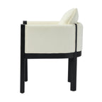 Linen Upholstered Armchair with Black Rubber Wood Legs