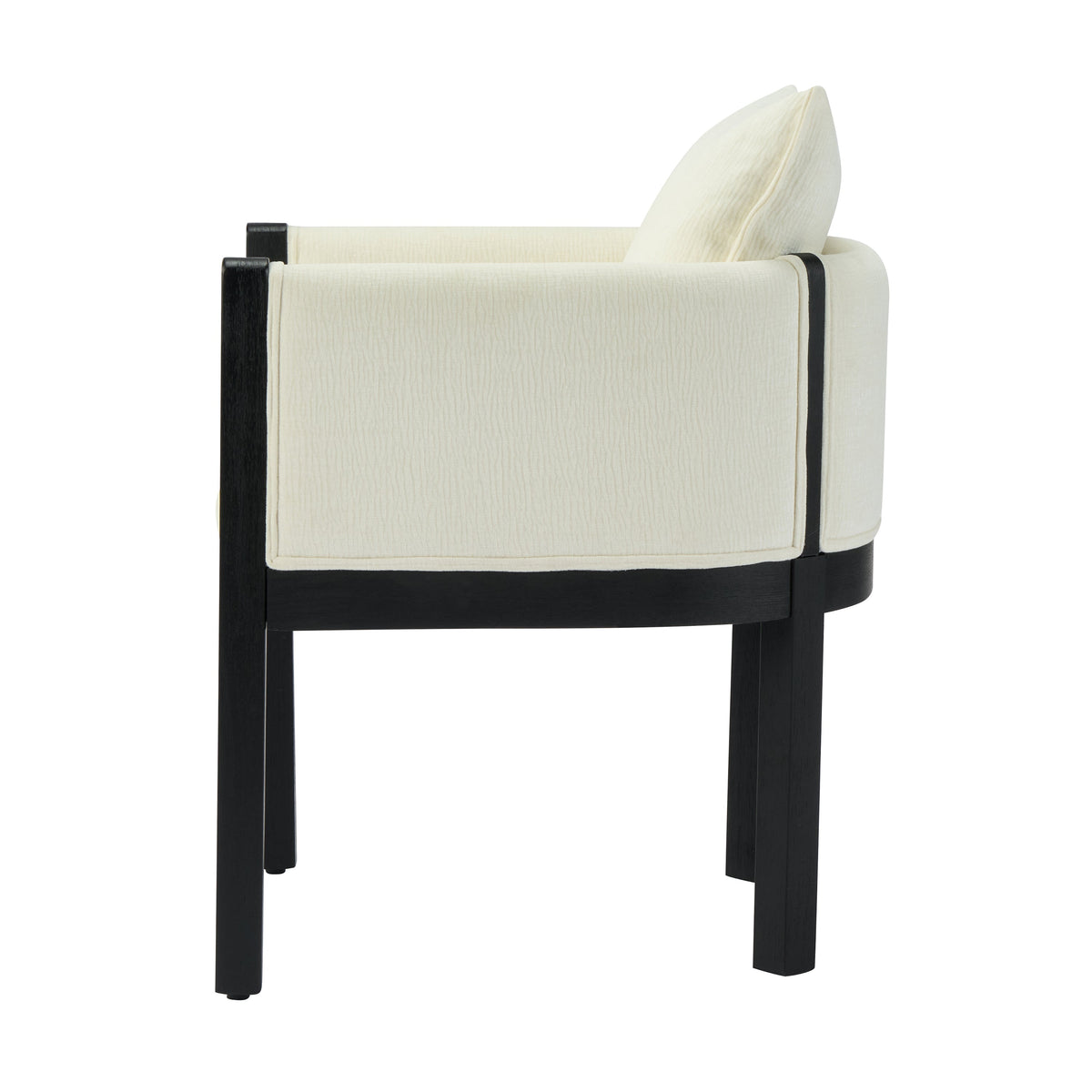 Linen Upholstered Armchair with Black Rubber Wood Legs - White HouseOfZazla