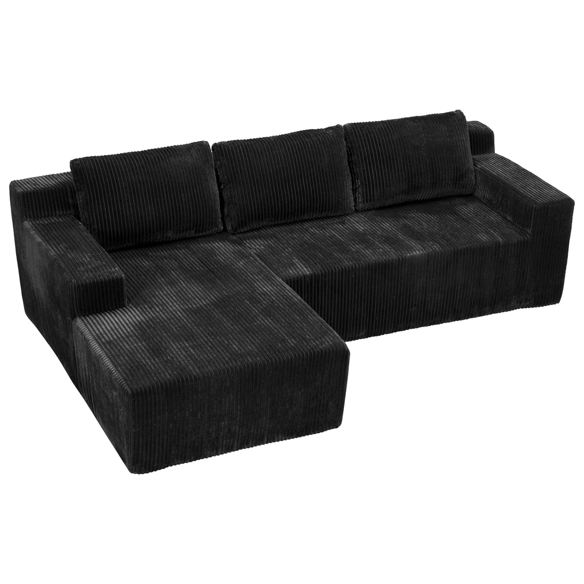 Corduroy Modular L Shaped Sectional Sofa with Plush Upholstery - Beige HouseOfZazla