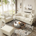 Upholstered Velvet Sofa with Nailhead Trim and Ottoman
