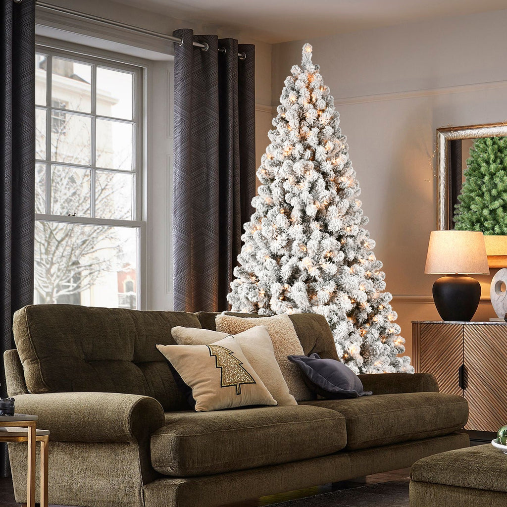 6ft Flocked Pre-Lit Christmas Tree with 300 Warm White Lights - Snow Effect HouseOfZazla