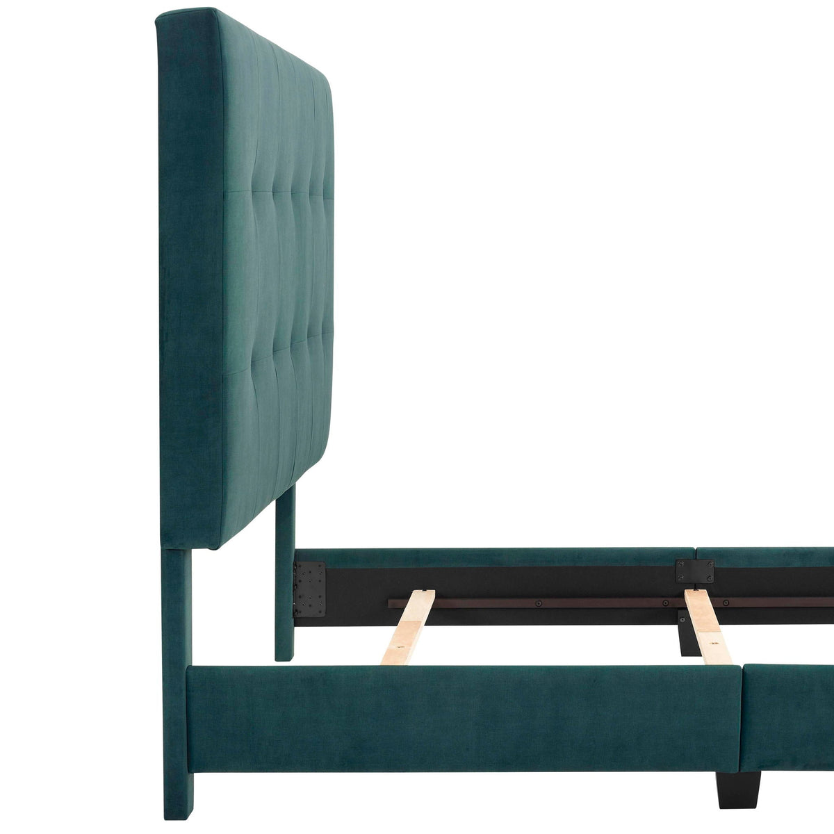 Tufted Upholstered Headboard Platform Bed with Padded Headboard - Queen, Beige or Dark Green HouseOfZazla