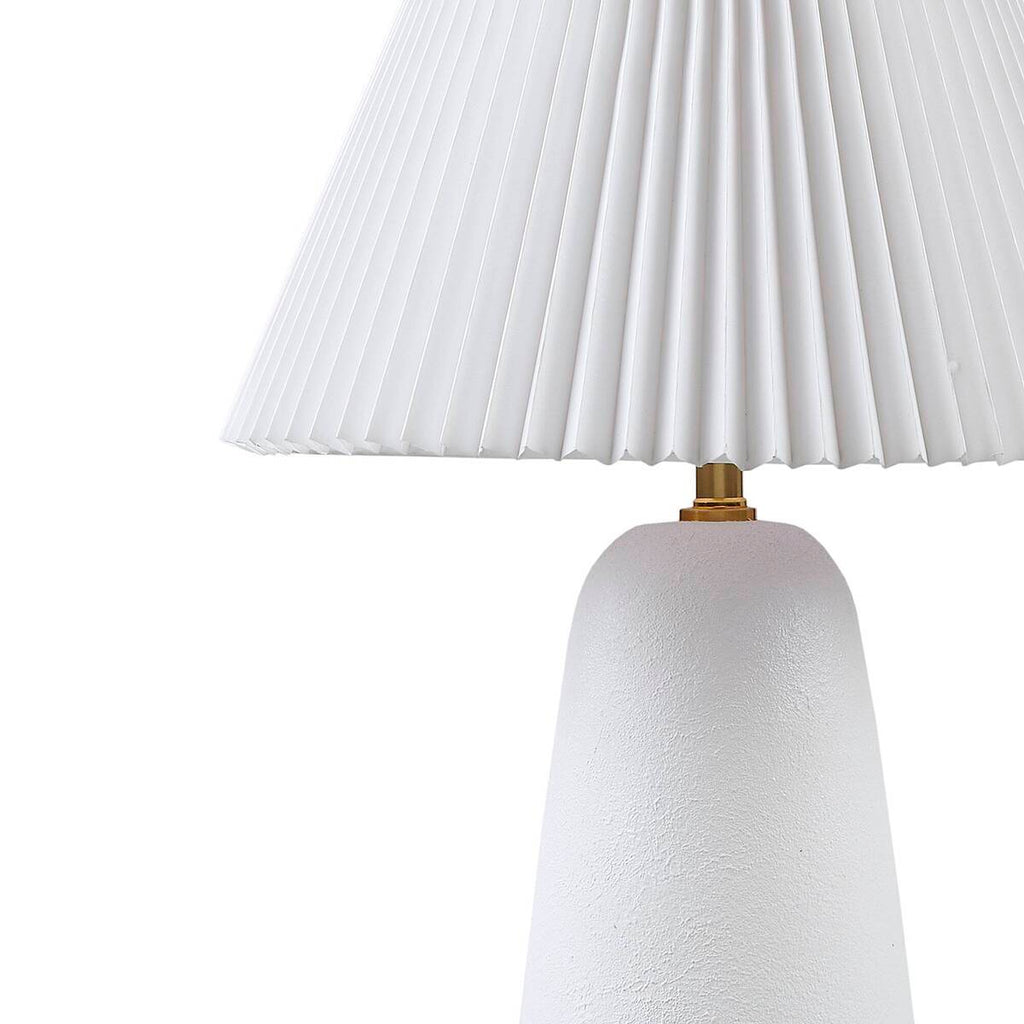 Textured Ceramic Table Lamp with Fluted Fabric Shade - White HouseOfZazla