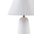 Textured Ceramic Table Lamp with Fluted Fabric Shade - White HouseOfZazla