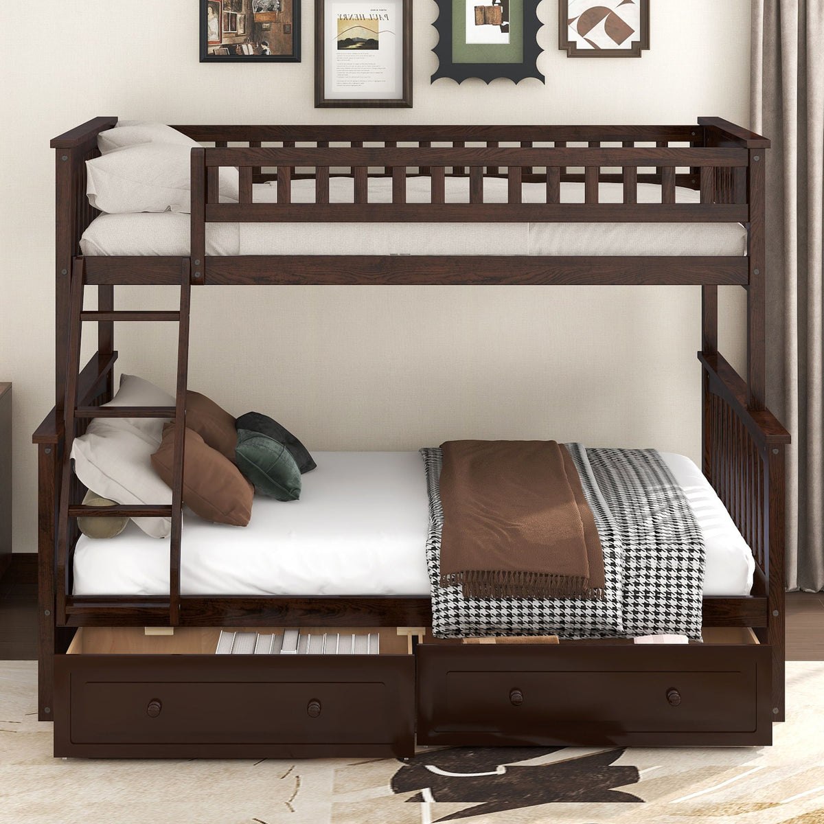 Convertible Storage Bunk Bed with Drawers - Twin Over Full HouseOfZazla
