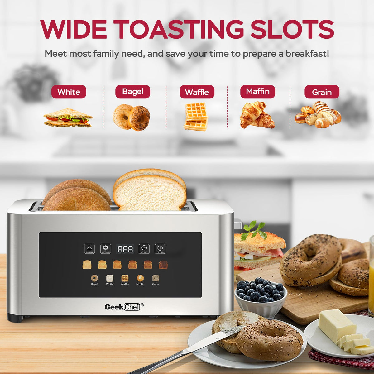 4-Slice Toaster with Extra-Wide Entrance - Stainless Steel HouseOfZazla