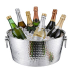 Hammered Stainless Steel Ice Bucket, Single Piece, 14.5 x 6.75 Inch