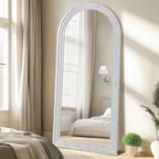 MELOMOIR Arched Solid Wood Full Length Mirror – Rustic Farmhouse Floor Mirror