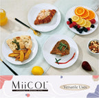 Miicol Ceramic Appetizer Plates Set of 6, White Dessert Plates 8 Inch, Small Dinner Plates, Modern Round Salad Plates, Porcelain Serving Dishes for Snack, Bread, Fruit, Microwave & Dishwasher Safe